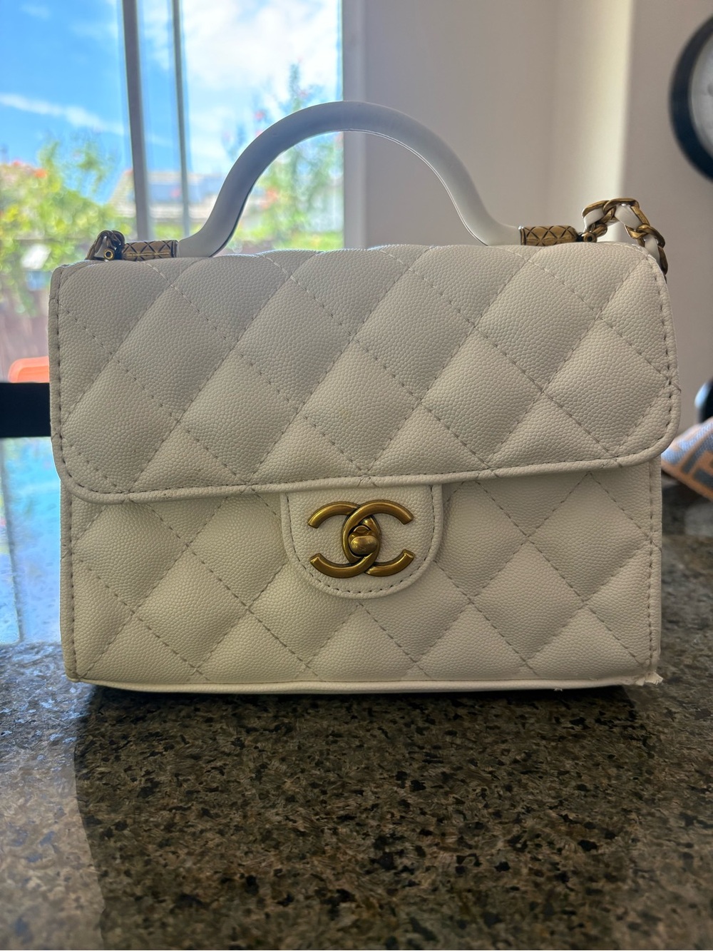 Chanel 24K White East-West (E/W) Mini Flap Bag with Top Handle